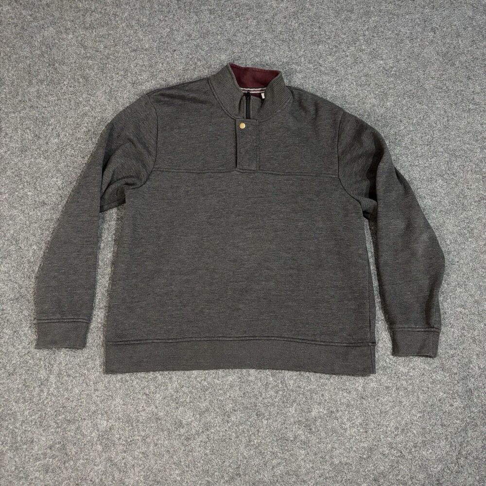 Orvis Sweater Men's Large Gray 1/4 Zip Long Sleeve Mock Pullover Cotton Blend